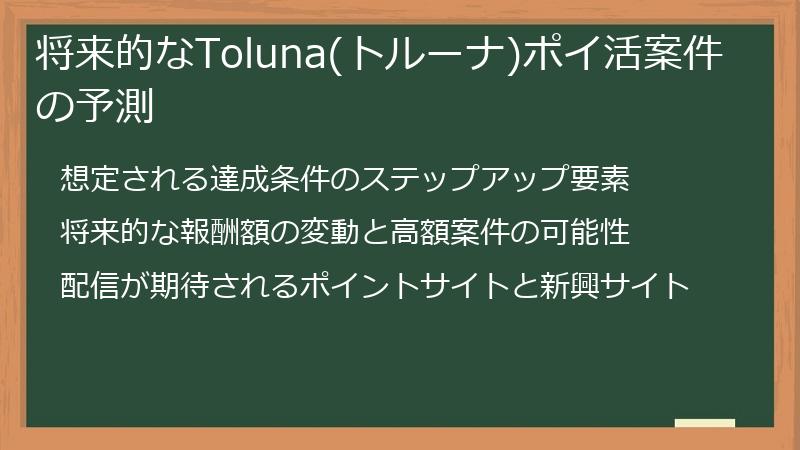 将来的なToluna(トルーナ)ポイ活案件の予測