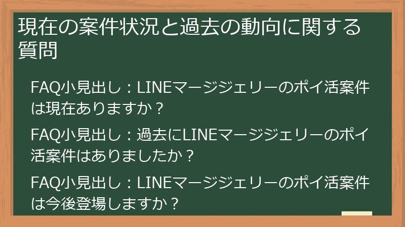 現在の案件状況と過去の動向に関する質問