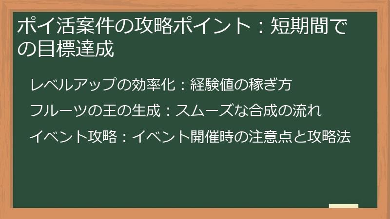 ポイ活案件の攻略ポイント：短期間での目標達成