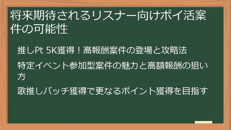 将来期待されるリスナー向けポイ活案件の可能性