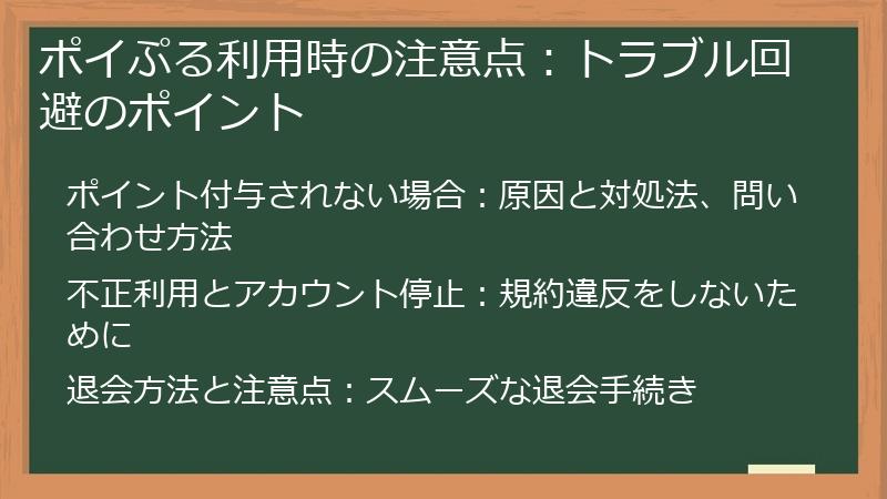 ポイぷる利用時の注意点：トラブル回避のポイント