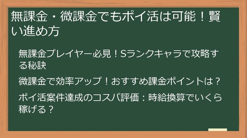 無課金・微課金でもポイ活は可能！賢い進め方