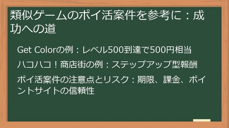 類似ゲームのポイ活案件を参考に:成功への道