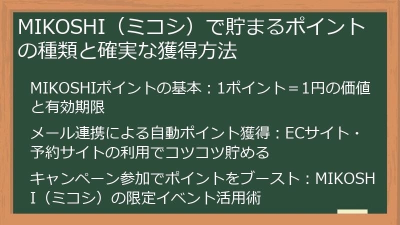 MIKOSHI（ミコシ）で貯まるポイントの種類と確実な獲得方法