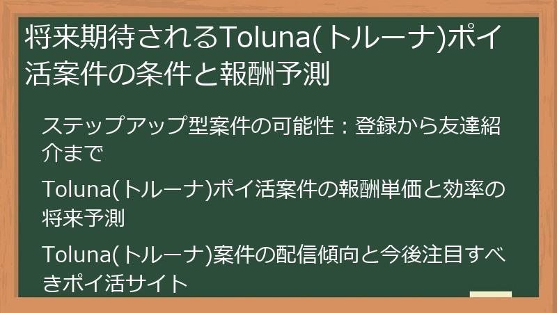 将来期待されるToluna(トルーナ)ポイ活案件の条件と報酬予測