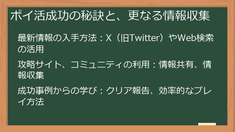ポイ活成功の秘訣と、更なる情報収集