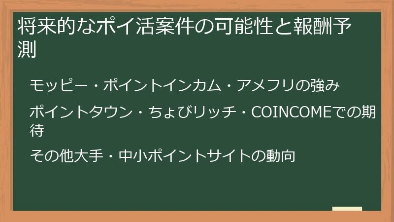 将来的なポイ活案件の可能性と報酬予測