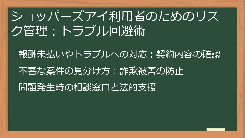 ショッパーズアイ利用者のためのリスク管理：トラブル回避術