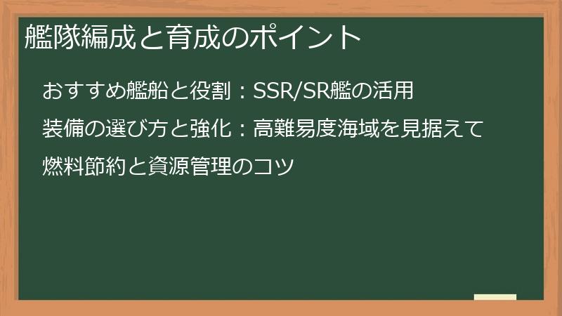 艦隊編成と育成のポイント