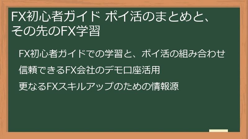 FX初心者ガイド ポイ活のまとめと、その先のFX学習