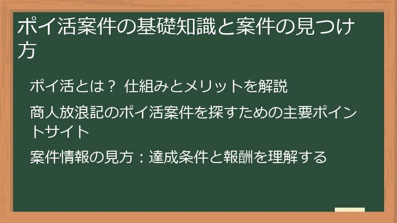 ポイ活案件の基礎知識と案件の見つけ方