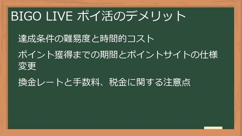 BIGO LIVE ポイ活のデメリット