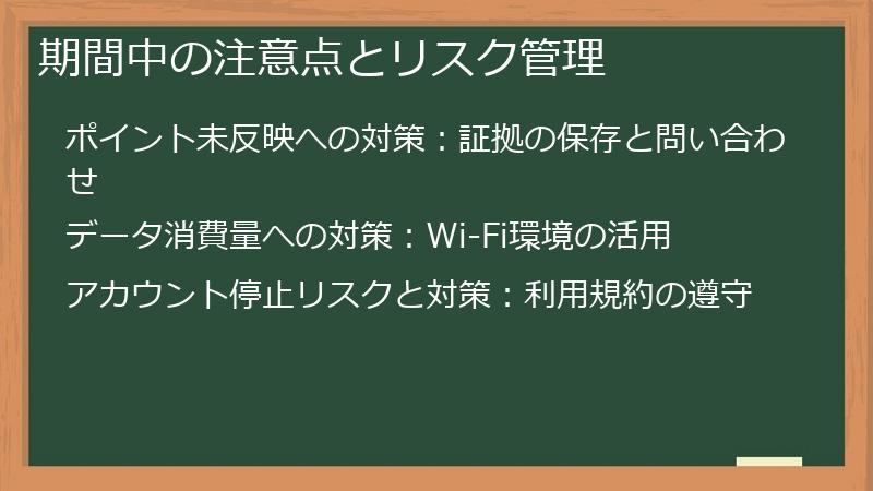 期間中の注意点とリスク管理