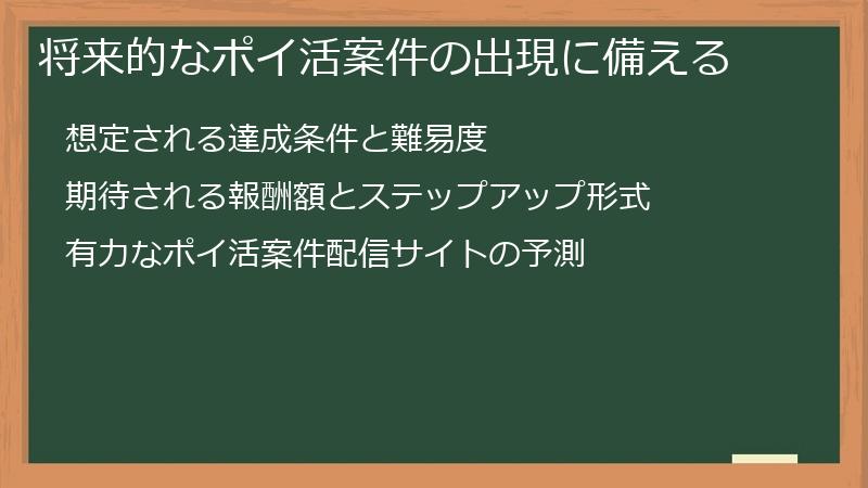 将来的なポイ活案件の出現に備える