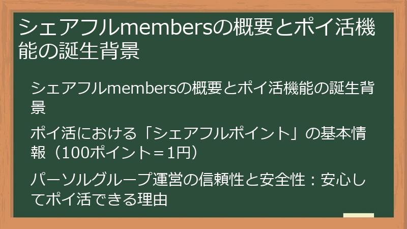シェアフルmembersの概要とポイ活機能の誕生背景