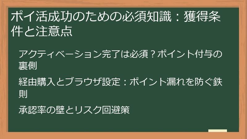 ポイ活成功のための必須知識:獲得条件と注意点