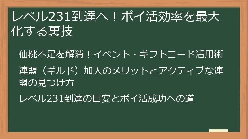 レベル231到達へ！ポイ活効率を最大化する裏技