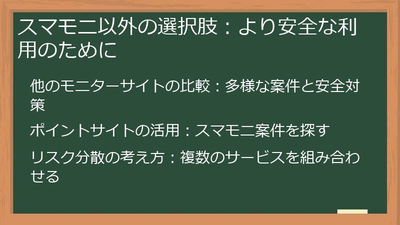 スマモニ以外の選択肢：より安全な利用のために