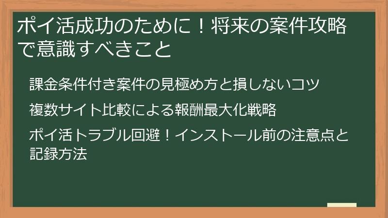 ポイ活成功のために！将来の案件攻略で意識すべきこと