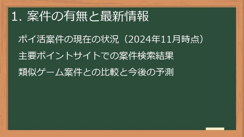 1. 案件の有無と最新情報
