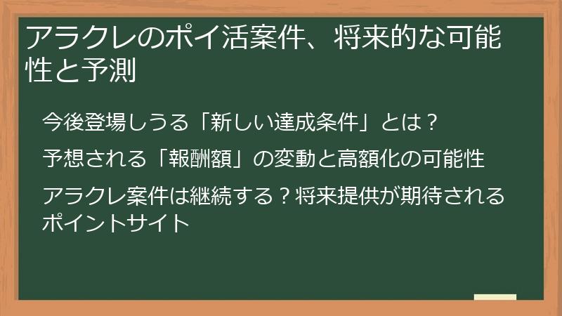 アラクレのポイ活案件、将来的な可能性と予測