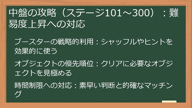 中盤の攻略（ステージ101～300）：難易度上昇への対応