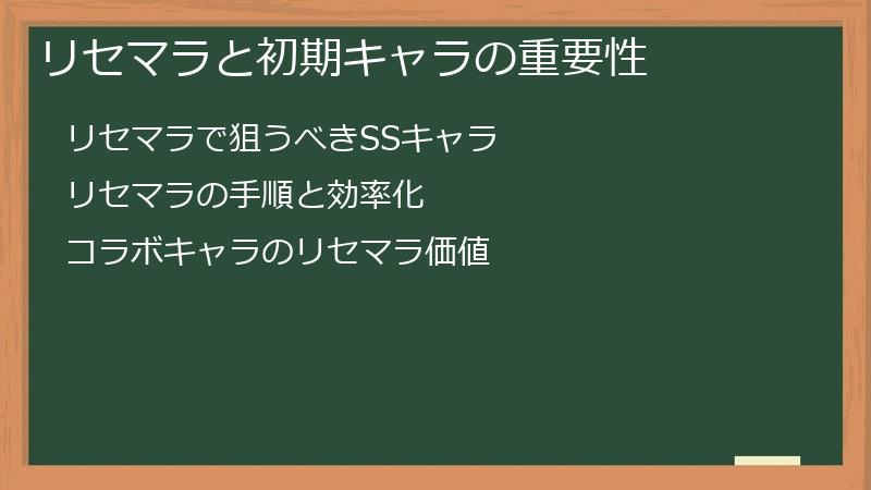 リセマラと初期キャラの重要性