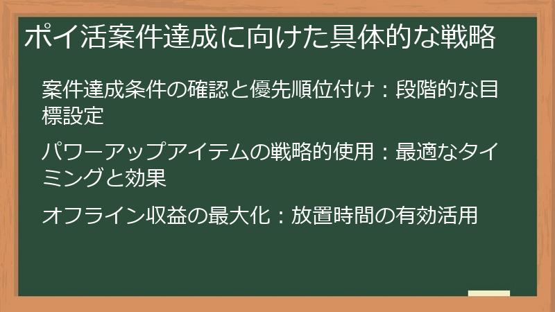 ポイ活案件達成に向けた具体的な戦略