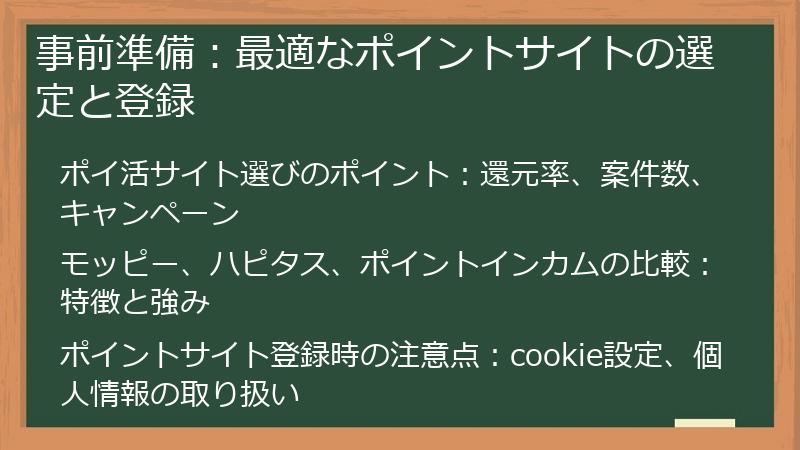 事前準備：最適なポイントサイトの選定と登録