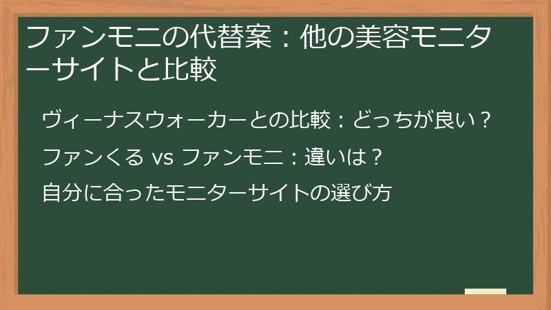 ファンモニの代替案：他の美容モニターサイトと比較