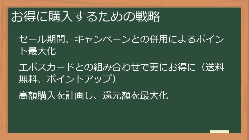 お得に購入するための戦略