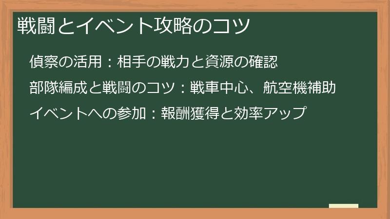 戦闘とイベント攻略のコツ