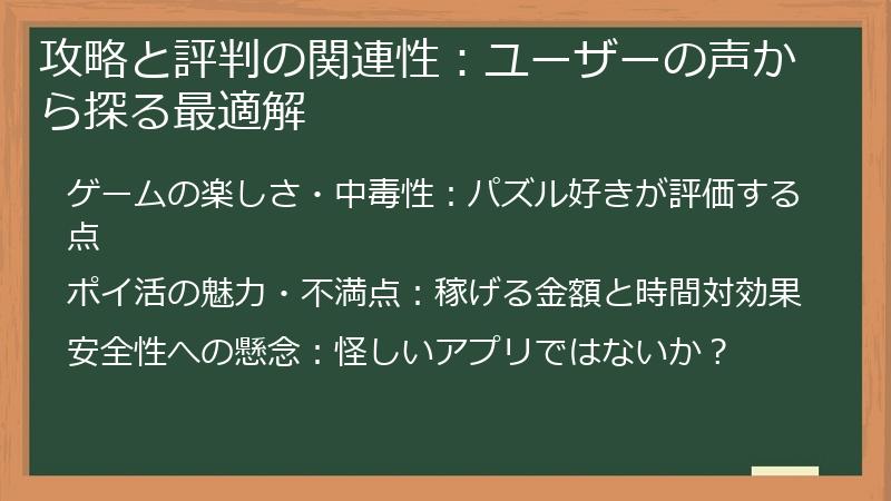 攻略と評判の関連性：ユーザーの声から探る最適解
