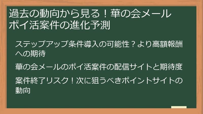 過去の動向から見る！華の会メール ポイ活案件の進化予測