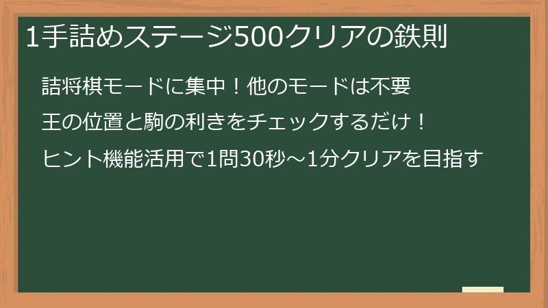 1手詰めステージ500クリアの鉄則