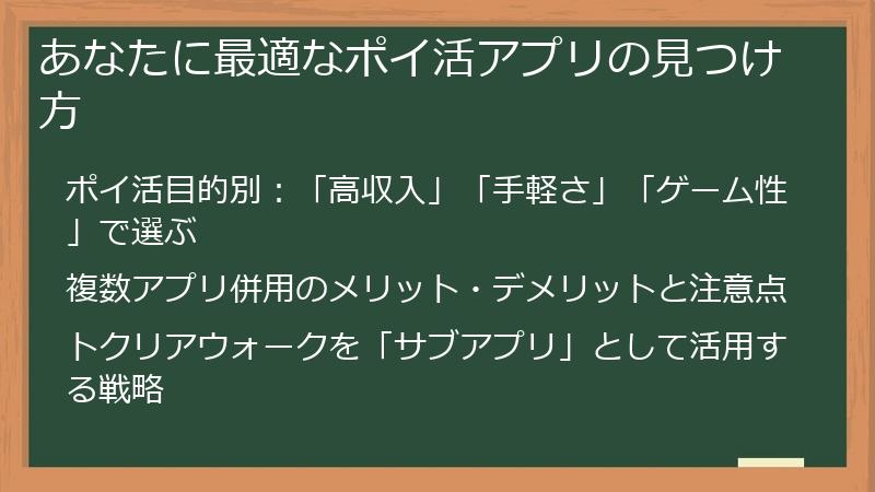 あなたに最適なポイ活アプリの見つけ方