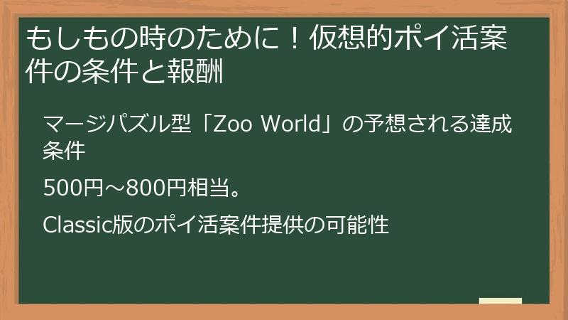 もしもの時のために！仮想的ポイ活案件の条件と報酬