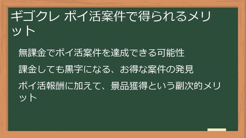 ギゴクレ ポイ活案件で得られるメリット