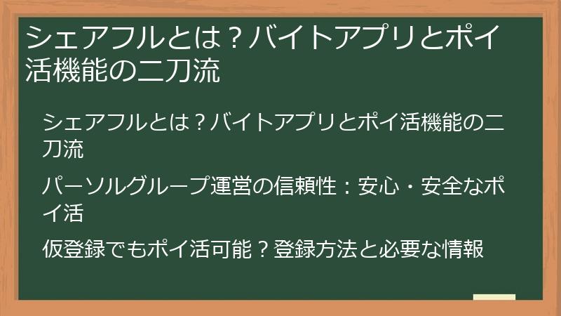 シェアフルとは？バイトアプリとポイ活機能の二刀流