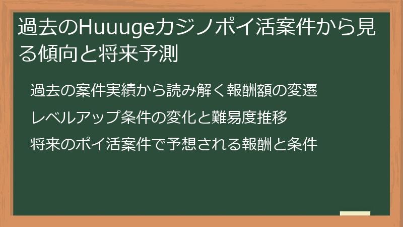 過去のHuuugeカジノポイ活案件から見る傾向と将来予測