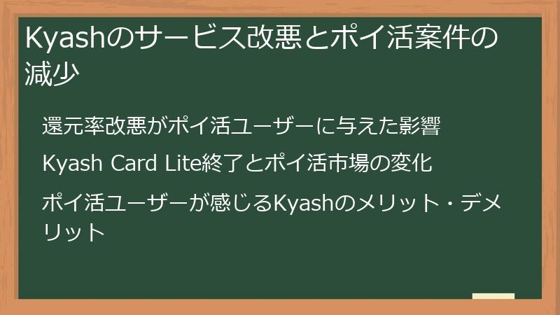 Kyashのサービス改悪とポイ活案件の減少