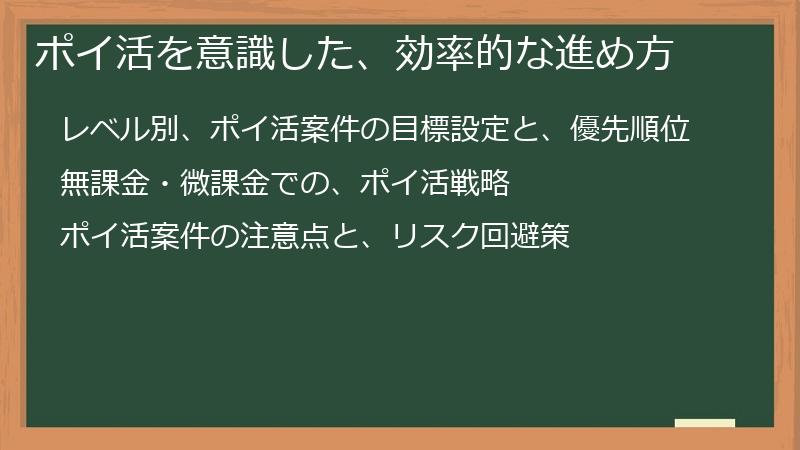 ポイ活を意識した、効率的な進め方