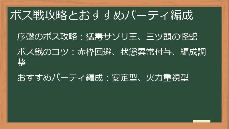 ボス戦攻略とおすすめパーティ編成