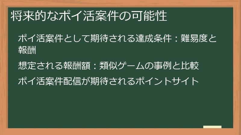 将来的なポイ活案件の可能性