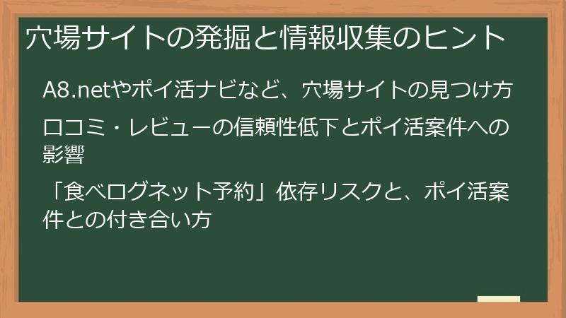 穴場サイトの発掘と情報収集のヒント