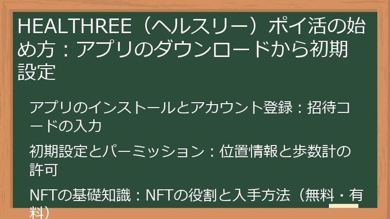 HEALTHREE（ヘルスリー）ポイ活の始め方：アプリのダウンロードから初期設定