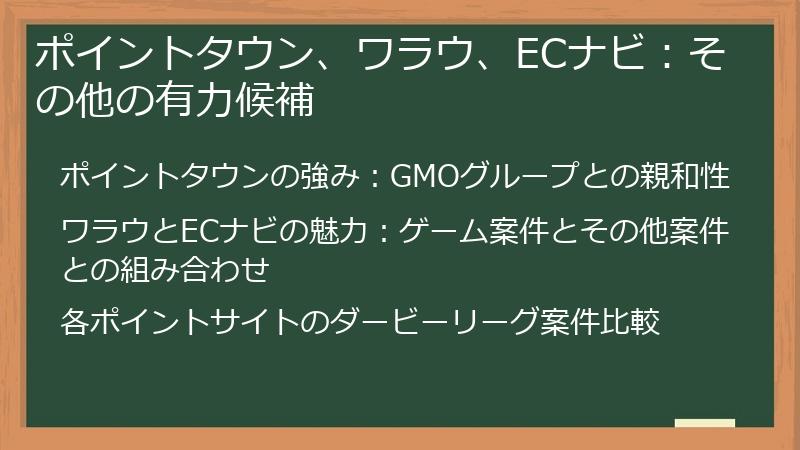 ポイントタウン、ワラウ、ECナビ：その他の有力候補