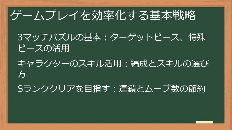 ゲームプレイを効率化する基本戦略