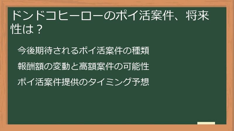 ドンドコヒーローのポイ活案件、将来性は？