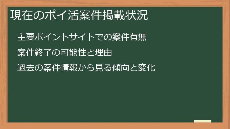 現在のポイ活案件掲載状況